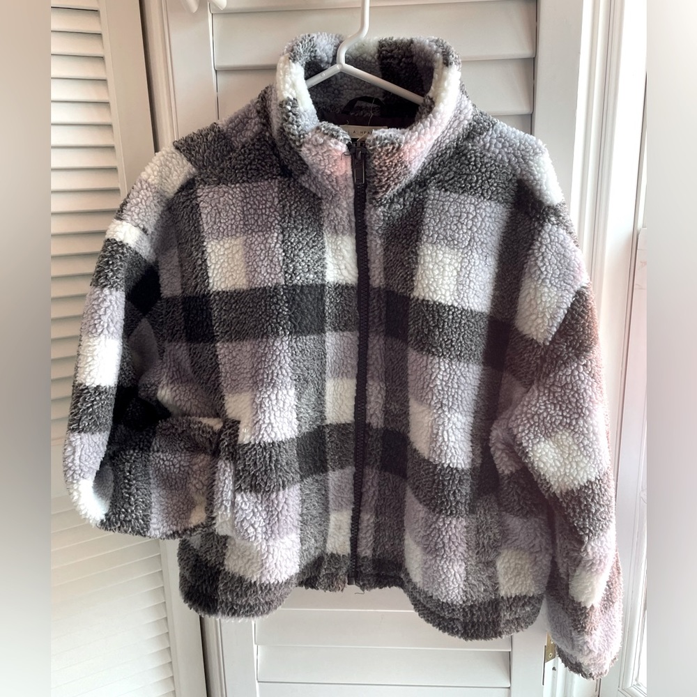 LA HEARTS printed teddy jacket